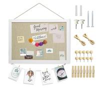 Hyacinthy Tableau d'affichage en liège, 28 x 42 cm, lin à suspendre, cadre en bois, tableau d'affichage avec épingles, tableau d'affichage scolaire pour mur, tableau d'affichage pour maison, chambre,