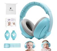 HyAdierTech Casque Anti Bruit Bébé 2-en-1, Casque Anti bruit bebe Voyage, Réglable et Confortable Protection Auditive pour Moins de 48 Mois, pour Voyages, Feux d'artifice, Spectacles (bleu)