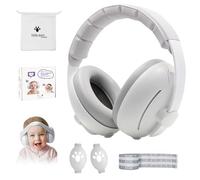 HyAdierTech Casque Anti Bruit Bébé 2-en-1, Casque Anti bruit bebe Voyage, Réglable et Confortable Protection Auditive pour Moins de 48 Mois, pour Voyages, Feux d'artifice, Spectacles (gris)