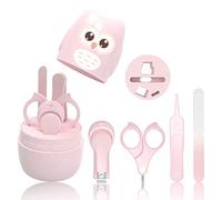 HyAdierTech Manucure Bébé | Kit 4-en-1 avec Étui, Coupe-Ongles, Ciseaux, Lime et Pince à Épiler | Kit Soins des Ongles Bébés et Jeunes Enfants | Nouveau-né Spécial Protection pour Bébé (pink)