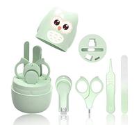 HyAdierTech Manucure Bébé | Kit 4-en-1 avec Étui, Coupe-Ongles, Ciseaux, Lime et Pince à Épiler | Kit Soins des Ongles Bébés et Jeunes Enfants | Nouveau-né Spécial Protection pour Bébé (green)