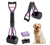 HyAiderTech Pelle Ramasse-Crottes Pliable pour Chien et Chat Pet Long Manche Pooper Scooper, Facile à Déjections Ramasse, Noir & Pourpre (Violet)