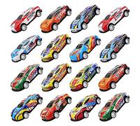 Hyakoz 16 Pièces lot Petites Voitures Jouets Metal Voiture de Cascade de Saut Voiture Jouet Cascadeuse Mini Voitures de Course Apporter Valise, pour Enfant Cadeau Jouet Fille Garcon 2 3 4 Ans et Plus