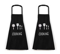 Hyakoz 2 Pièces Tablier Noir Tablier Cuisine Homme Professionnel Tablier Étanche Avec Poches Tabliers Pour la Cuisine Restaurant Travail BBQ Jardinage Artisanat Cuisson Noir