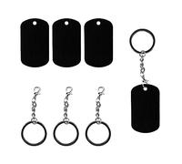 Hyakoz 30 Pcs Noire Médaille Chien Gravée Plaque Militaire Homme Personnalisé Médaille Chien Personnalisable Plat Rond Estampage Étiquettes Vierges avec 30 PCS Porte Clés, pour DIY Projet D'artisanat