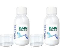 HYALUGEL - Bain de bouche - Lésions diffuses et/ou nombreuses - Aphtes - Petites plaies - Etats inflammatoires (saignement) - Acide Hyaluronique - Goût menthe-citron - Flacon - 150 mL (Lot de 2)