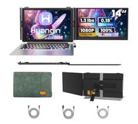 Hyangin Rallonge d'écran d'ordinateur portable de 14", ultra mince 1080p, moniteur portable ultra léger à double écran pour ordinateurs portables de 13 à 17,3", compatible avec Windows/Mac/Linux