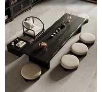 HYANXUE Table basse en bois, table de sol japonaise, table à thé rectangulaire, table à thé tatami de méditation, table basse multifonctionnelle pour s'asseoir sur le sol (noir, 140 × 60 × 35 cm)