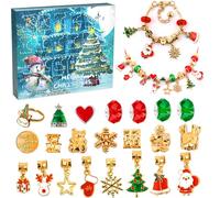HYASIA Calendrier de l'Avent - Ensemble de bracelets pour adolescentes de 3 à 12 ans - Kit de fabrication de bracelets à breloques pour enfants - Cadeaux de Noël - Art et artisanat