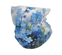 Hyaszst Bandana multifonctionnel, couvre-chef, écharpe, protection faciale, cache-cou, tube,Fleurs de myosotis à l'aquarelle