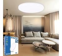 HYBEC - Plafonnier LED Multifonctionnel Pour Salle de Bain, Salon, Cuisine, Chambre, Garage - Rond, Blanc Neutre 4000K, 30W (Pack de 2)