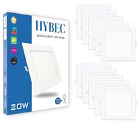 HYBEC- Spot LED Carré Encastrablé,Spot LED Encastrable Downlight Carré, Lustre Chambre, Bureau Blanc, Downlight LED Salle de Bain, Luminaire Encastrable Carré LED 20W (Pack 10)