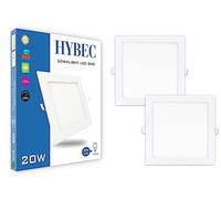HYBEC- Spot LED Carré Encastrablé,Spot LED Encastrable Downlight Carré, Lustre Chambre, Bureau Blanc, Downlight LED Salle de Bain, Luminaire Encastrable Carré LED 20W (Pack 2)