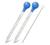 Hyber&Cara 2 x 10ml Pipette graduées compte-gouttes en verre avec ampoule en caoutchouc pour laboratoire + 1 x Brosse de nettoyage