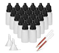 Hyber&Cara 50 x Flacons compte-gouttes de 10ml, Bouteilles compte-gouttes pour les yeux, Fiole vide en plastique avec entonnoir et pipette gradué