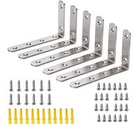 Hyber&Cara 6Pcs Equerres de fixation 125mmx75mm, Support d'angle Droit en forme de L, Équerre Angle 90 Degrés en Acier, Équerre de Coin