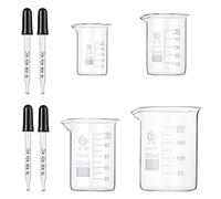 Hyber&Cara Bécher gradué en verre Borosilicate 25ml 50ml 100ml 200ml avec 4 pcs 1ml pipettes en verre pour laboratoire