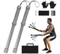 Hyber&Cara Cordes de combat sans corde avec gants antidérapants, équipement de gym portable sans fil pour entraînement HIIT, cardio, entraînement musculaire (gris)