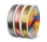 Hyber&Cara Fil pour Bijoux Perles, 60 Mètres x 0,5mm Fil de cuivre argent/doré/or rose pour la Fabrication de Bijoux et Modélisation et Sculpture