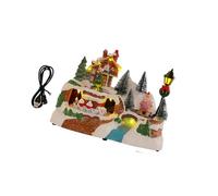 HYBEW Figurines de village de Noël musicales de collection avec lumières LED