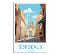 HYBFQXELL Affiches de voyage vintage de Bordeaux, France sur toile, affiches et impressions d'art mural moderne pour chambre à coucher (20 x 30 cm)