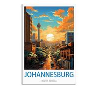 HYBFQXELL Affiches de voyage vintage de Johannesburg en Afrique du Sud, 40 x 60 cm, affiches et impressions d'art mural moderne pour chambre à coucher