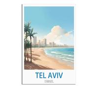 HYBFQXELL Affiches de voyage vintage de Tel Aviv Israël, affiches et impressions d'art mural moderne pour chambre à coucher (20 x 30 cm)