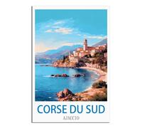 HYBFQXELL Corse Du Sud Ajaccio - Affiches de voyage vintage sur toile et impressions d'art mural moderne pour chambre à coucher (50 x 75 cm)