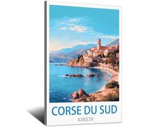 HYBFQXELL Corse Du Sud Ajaccio - Poster vintage sur toile - Décoration murale moderne pour chambre à coucher - 20 x 30 cm