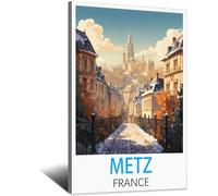 HYBFQXELL Metz France - Affiches de voyage vintage sur toile et impressions d'art mural moderne pour chambre à coucher (20 x 30 cm)