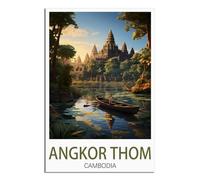 HYBFQXELL Poster vintage Angkor Thom Cambodge - Impression sur toile - Décoration murale moderne pour chambre à coucher - 20 x 30 cm