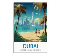 HYBFQXELL Poster vintage de Dubaï aux Émirats arabes unis sur toile - Décoration murale moderne pour chambre à coucher - 30 x 45 cm