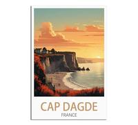 HYBFQXELL Poster vintage de voyage Cap Dagde France - Impression sur toile - Décoration murale moderne pour chambre à coucher - 20 x 30 cm