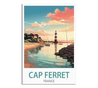 HYBFQXELL Poster vintage sur toile représentant le Cap Ferret de France, coucher de soleil, décoration murale moderne pour chambre à coucher (40 x 60 cm)