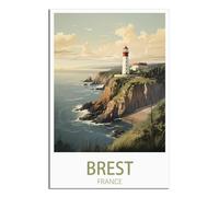 HYBFQXELL Poster vintage sur toile représentant un phare de Brest France (20 x 30 cm) - Décoration murale moderne pour chambre à coucher