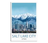HYBFQXELL Poster vintage sur toile Salt Lake City Utah (40 x 60 cm) - Décoration murale moderne pour chambre à coucher