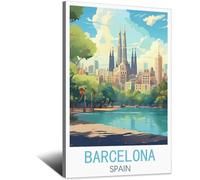 HYBFQXELL Posters de voyage vintage de Barcelone, Espagne, 30 x 45 cm, affiches et impressions sur toile pour décoration murale moderne pour chambre à coucher