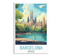 HYBFQXELL Posters de voyage vintage de Barcelone, Espagne, affiches sur toile et impressions d'art mural moderne pour chambre à coucher (20 x 30 cm)