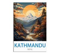 HYBFQXELL Posters de voyage vintage de Katmandou, Népal, affiches et impressions d'art mural moderne pour chambre à coucher (30 x 45 cm)