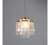 HYBMRQVD Lustre Carillon éolien Coquillage, Cadre en métal Simple, Suspension en Nacre, décoration de Chambre à Coucher, Salle à Manger, Salon, Lampe Suspendue de Plafond, luminaires d'inté