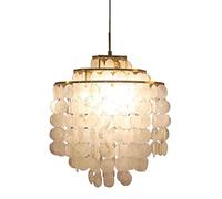 HYBMRQVD Lustre Carillon éolien Coquillage, Cadre en métal Simple, Suspension en Nacre, décoration de Chambre à Coucher, Salle à Manger, Salon, Lampe Suspendue de Plafond, luminaires d'inté
