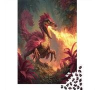 Hybride de Dragon et de vélociraptorPuzzles 1000 Pièces pour Adultes, Jeux ÉduChatifsJungle brumeuse