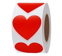 Hybsk Autocollants en forme de cœur à pois colorés de 3,8 cm en forme de cœur (rouge)