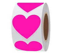Hybsk Étiquettes à pois fluorescentes en forme de cœur en papier naturel 3,8 cm Rose fluo