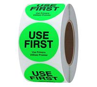 Hybsk Fluorescence"Utilisation première" Trilingue étiquette amovible 3,8 cm Total 500 étiquettes par rouleau Fluorescence Green