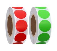 hybsk (TM) CODE COULEUR Étiquettes à pois 25 mm rond Naturel papier autocollants étiquette adhésive 2 rouleaux VERT + Rouge Total