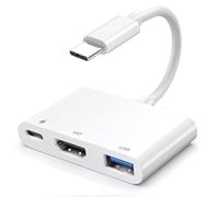 Hycago Adaptateur USB C vers HDMI 4K, 3en1 Adaptateur Multiport AV Numérique USB C avec HDMI,PD Charge 100W,USB 3.0, Câble Type C hub Compatible avec iPhone 15/16/17, iPad, MacBook & Laptops