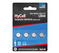 HyCell Lot de Piles alcalines LR44 (4 pièces) - Piles Plates LR44 1,5V pour télécommande, clé de Voiture, Calculatrice de Poche, etc. - Piles Boutons polyvalentes