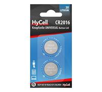 HyCell Piles bouton CR2016 3V 70 mAh (2 pces) - Piles plates standard de qualité supérieure - Piles boutons pour ouverture de garage, balance numérique, pointeur laser, etc.