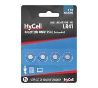 HyCell Piles Plates alcalines 1,5V LR41 (Lot de 4) - Piles Boutons pour Calculatrice de Poche, Jouet électronique, Instrument de Mesure - Piles LR41 35 mAh fiables et performantes
